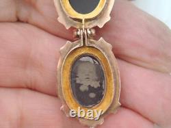 Victorian Mourning Solid 10k Rose Gold Cameo Double Side Photo Locket Pendant