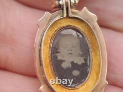 Victorian Mourning Solid 10k Rose Gold Cameo Double Side Photo Locket Pendant