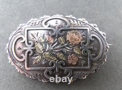 Victorian Mourning Woven Hair Brooch Sterling Silver British Hallmark Circa 1822