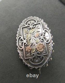 Victorian Mourning Woven Hair Brooch Sterling Silver British Hallmark Circa 1822