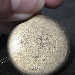 Victorian Nouveau Stone 14K Rose Gold Fill Mourning Locket On 14K GF Chain 16
