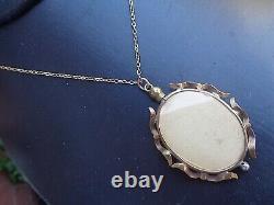 Victorian Pinchbeck Gold Photograph Locket Pendant Sweetheart Gold Metal Chain