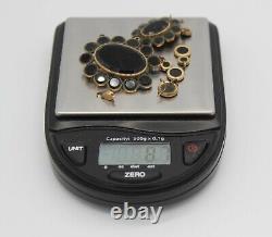 Victorian REPAIR 3 PC PIN BROOCH LOT Mourning ROSE GOLD ONYX JET SEED PEARLS