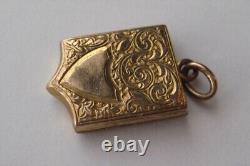 Victorian Rolled Gold Shield 5 Sided Shaped Swirls & Flowers Locket Pendant Fob