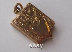 Victorian Rolled Gold Shield 5 Sided Shaped Swirls & Flowers Locket Pendant Fob