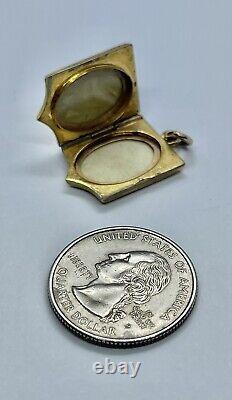 Victorian Rolled Gold Shield 5 Sided Shaped Swirls & Flowers Locket Pendant Fob