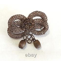 Victorian Scandinavian Hair Work Brooch Mourning Jewelry