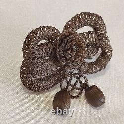 Victorian Scandinavian Hair Work Brooch Mourning Jewelry