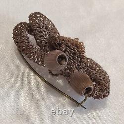 Victorian Scandinavian Hair Work Brooch Mourning Jewelry