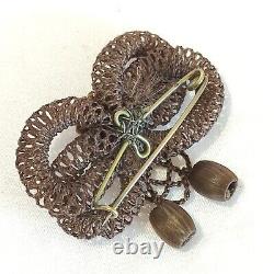 Victorian Scandinavian Hair Work Brooch Mourning Jewelry