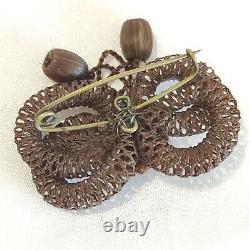 Victorian Scandinavian Hair Work Brooch Mourning Jewelry