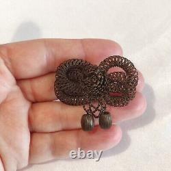 Victorian Scandinavian Hair Work Brooch Mourning Jewelry