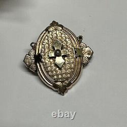 Victorian Seed Pearl antique gold filled mourning brooch