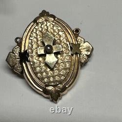 Victorian Seed Pearl antique gold filled mourning brooch