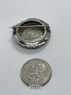 Victorian Sterling Chester 1888 Bird Flower Locket Momento Mori Mourning Brooch