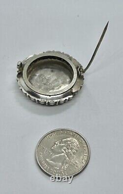 Victorian Sterling Chester 1888 Bird Flower Locket Momento Mori Mourning Brooch