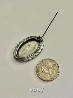 Victorian Sterling Momento Mori Mourning Tennis Racket & Flowers Locket Brooch