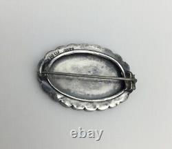 Victorian Sterling Momento Mori Mourning Tennis Racket & Flowers Locket Brooch