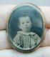 Victorian Tintype Photo Beveled Glass Mourning Pin Very Young Boy