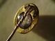 Victorian bullseye agate mourning hair locket stick pin 9ct gold enamel pearl