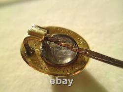 Victorian bullseye agate mourning hair locket stick pin 9ct gold enamel pearl