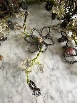 Victorian era Mourning Wreath human hair Christmas tinsel glass baubles Folk Art