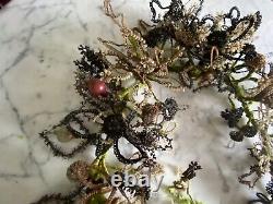 Victorian era Mourning Wreath human hair Christmas tinsel glass baubles Folk Art