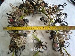 Victorian era Mourning Wreath human hair Christmas tinsel glass baubles Folk Art