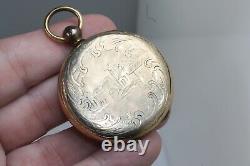 Victorian gold filled town watch case locket 3 frames hair man & woman photo tin