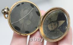 Victorian gold filled town watch case locket 3 frames hair man & woman photo tin