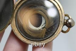 Victorian gold filled town watch case locket 3 frames hair man & woman photo tin