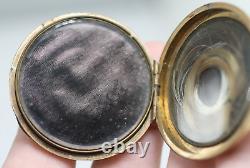 Victorian gold filled town watch case locket 3 frames hair man & woman photo tin