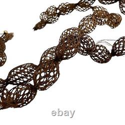 Victorian woven hair folk art necklace mourning jewelry brown 9kt gold koi fish