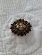 Vintage 10K Victorian Mourning Pin Yellow Gold Black Jet Seed Pearl