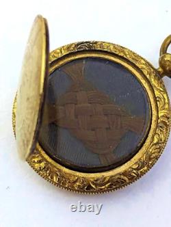 Vintage Mourning Locket Necklace in Gold-Filled Setting, 1900's, Vintage Jewelry