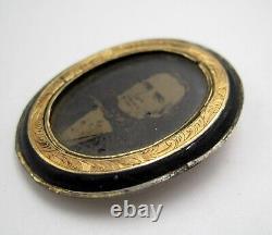 Vintage Victorian Antique Mourning Locket Pendant withPhoto 9CT Gold