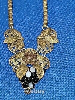 Vintage costume jewelry Victorian Book Chain And Mourning Grapes