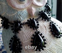 Vintage to now jet Necklace victorian unique Georgian style mourning black