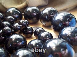 WILD GOTH jet black plastic large bead 30 long necklace bead GRADUATED mourning