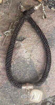 Wonderful Victorian Woven Hair Mourning Choker Necklace with Photo 1880