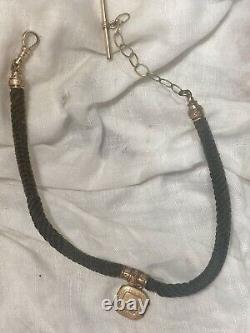 Wonderful Victorian Woven Hair Mourning Choker Necklace with Photo 1880