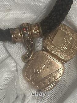 Wonderful Victorian Woven Hair Mourning Choker Necklace with Photo 1880